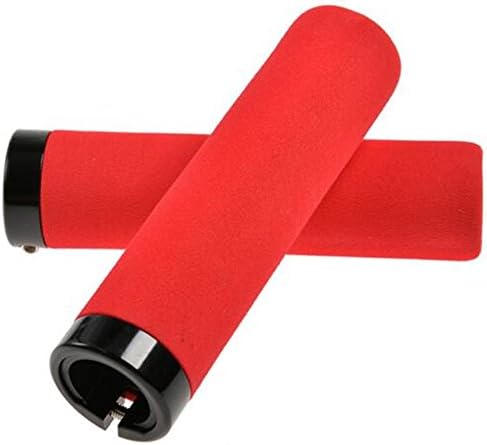 EVA Foam Riding Bike Lockable Handlegrips MTB Fixed Gear Cycling Grips Bicycle Handlebar Lock-on Grips,6 Colors (Red)