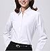Dioufond Women V-Neck Long Sleeve Button Down Shirt Formal Work Wear Blouse Tops(US M,White)