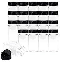 Bekith 16 Pack 9 Oz Plastic Spice Jars Bottles Containers with Black Cap - Perfect for Storing Spice, Herbs and Powders