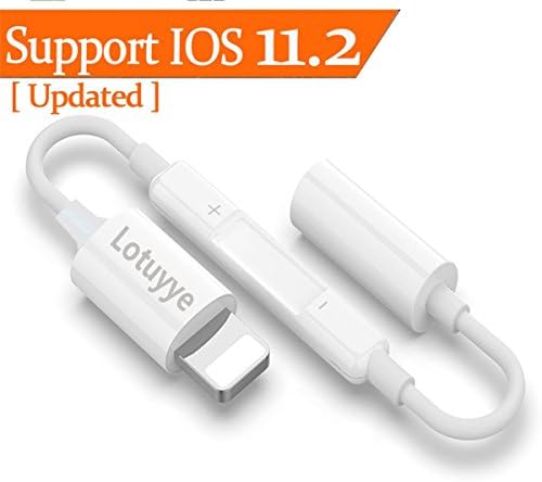 Lightning to 3.5mm Headphone jack Adapter for iPhone 7/7plus iPhone X/10 8/8plus iPad/iPod Aux Earphone Adapter Support Phone call + Remote + Charge + Music Compatible with iOS 10.3/11.3 or Later …