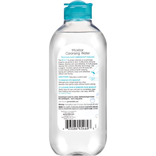 GARNIER SKINACTIVE MICELLAR CLEANSING WATER, FOR WATERPROOF MAKEUP, ALL SKIN TYPES, 13.5 FL. OZ.