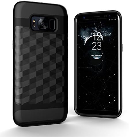 Galaxy S8 Case, Slim Dual Layer Protective Textured Cover with Flexible Inner Protection and Reinforced Hard Bumper Frame for Samsung Galaxy S8 - Black