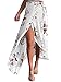 Simplee Apparel Women's Boho Floral Print High Waist Summer Beach Wrap Maxi Skirt Cover Up White