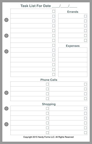 Compact Size Daily Task Planner Insert, Sized and Punched for Franklin Covey Compact and Other Notebooks (4.25" x 6.75")