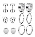 LOYALLOOK Stainless Steel Earrings For Men Tiny Earrings CZ Earrings Hoop Earrings Ball Stud Earrings Cartilage Earrings Endless Earrings For Men Boys Silver Tone