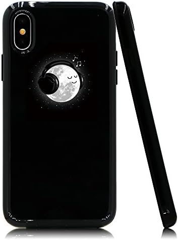 Lartin The Moon Listening Music Soft Flexible Jellybean Gel TPU Case for iPhone Xs & iPhone X