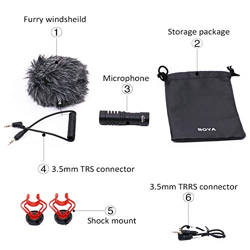 Shotgun Microphone Smartphone DSLR, BOYA 3.5mm Cardiod Mini Shotgun Mic for iPhone X 8 8 Plus 7 6 6s iOS Smartphone Mac PC Tablet Canon DSLR Camera Camcorder (TRS & TRRS) - Thumbnail 6