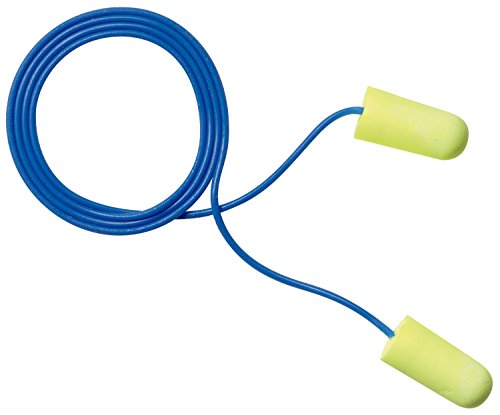 3M E-A-Rsoft Yellow Neons Corded Earplugs, Hearing Conservation 311-1256 in Poly Bag Regular Size