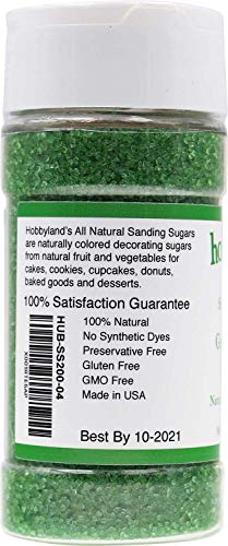 Hobbyland Sanding Sugar (Green Sugar, 4 oz) Handcrafted with All Natural Food Coloring