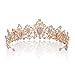 SWEETV Royal CZ Crystal Crown for Women, Rose Gold Bridal Tiara, Princess Headpieces Prom Birthday Wedding Hair Accessories