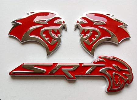 NCN CNC. Metal Emblem L/R Badge 3D Car Sticker fit for Dodge Challenger Charger SRT Black/Red