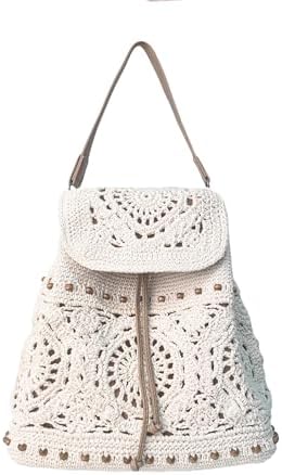 Handmade Crochet Backpack Women Boho Rucksack Adjustable Straps Woven Travel Handmade Crochet Backpack: Cinnamon Brown Boho Bag - Etsy main image 3