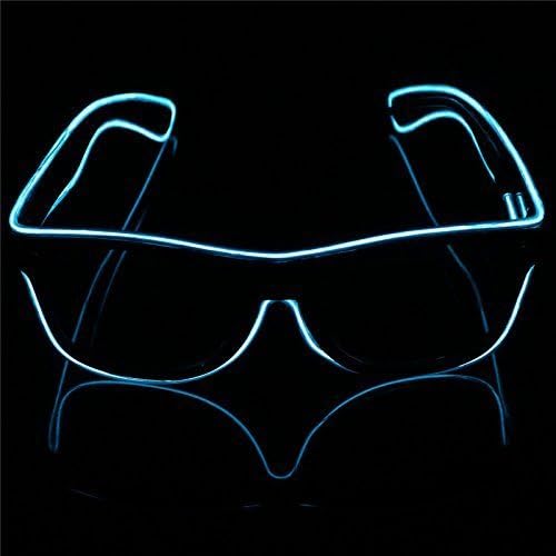 Eidoct Fashionable Glow Eye Glasses with Voice Control Light Up El Wire Led Flashing Glasses for Halloween Christmas Birthday Party Favor (White)