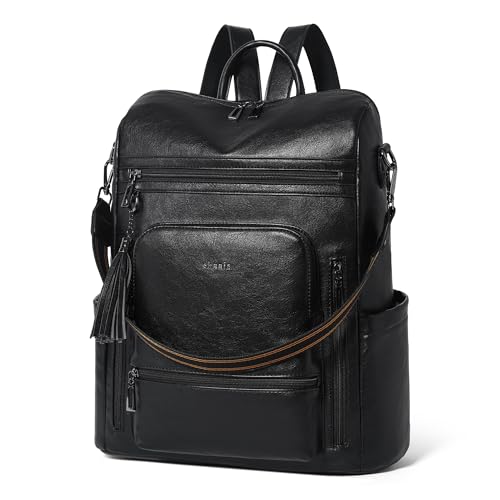 Shrrie rucksack damen elegant geeignet für 15,6Zoll-Notebooks Langlebig wasserdicht Damen aus Leder mit Laptopfach,Reiserucksack Lederrucksack Schulrucksack mit