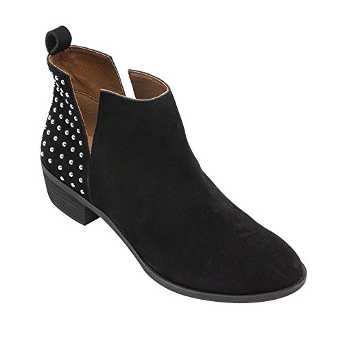 PIC/PAY Claire - Women's Studded Ankle Boots - Western Suede Leather Low Stacked Heel Bootie