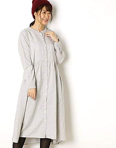 Amazon リラシク Lilasic コットンウール前開きワンピース ライトグレー L ワンピース チュニック 通販
