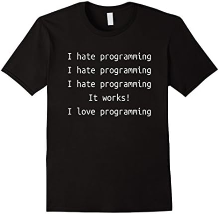 Mens Software Dev Humor - I Hate / Love Programming - T-Shirt Large Black