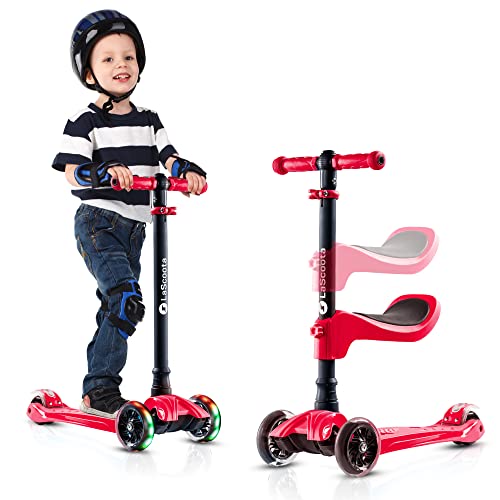 LaScoota 2in1 Kids Kick Scooter, Adjustable Height Handlebars and