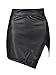 Persun Women Black Asymmetric Hem PU Skirt Black X-Large