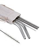 FresKaro Eco-Friendly Drinking Straws-Reusable Stainless Steel Straws, Set of 4pcs, Dishwasher safe, for 20 30 OZ Tumbler or Mason Jar (6mm, 10.5inch-2pcs, 8.5 inch-2pcs)