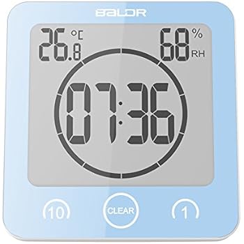 BALDR LCD Waterproof Shower Clock, Blue