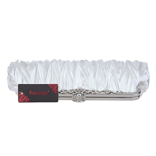 Fawziya Satin Pleated Clutch Purses For Women Evening Clutches For Wedding And Party-White - Thumbnail 3
