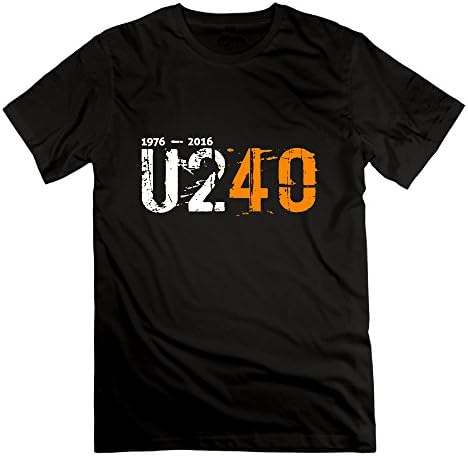 SEagleo Men's U2 Rock Band Made Up 40 Years Memorial Logo Tshirts Black Large