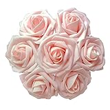 Topixdeals Artificial Flower Rose, 10pcs Real Touch Artificial Roses for DIY Bouquets Wedding Party Baby Shower Home Decor (PINK-10pcs)