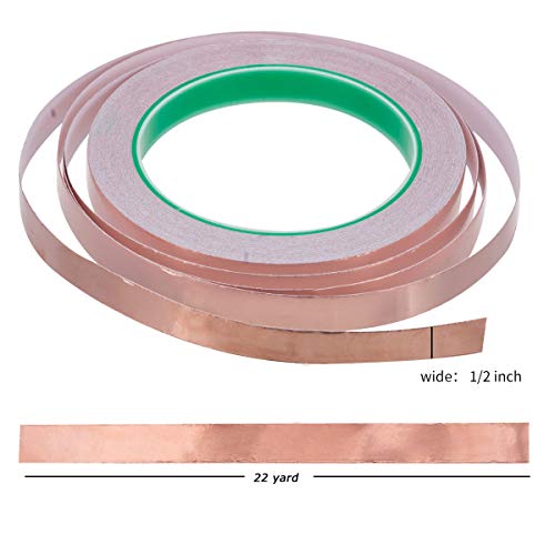 Vasdoo Copper Foil Tape (1/2inch X 22yards) with Conductive Adhesive for EMI Shielding, Stained Glass, Paper Circuits, Electrical Repairs, Grounding