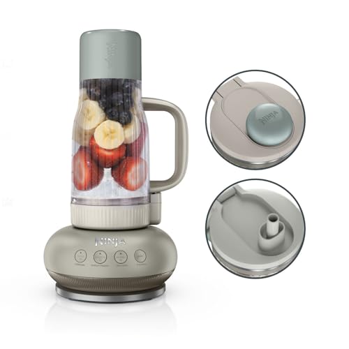 Ninja BlendBoss Mixer mit tragbarem Becher, Mixgerät mit abnehmbarem Reisebecher, 3 voreingestellte Auto-Modi, Stein DB351EUST