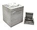 Perimeter Line Modern Rustic Gray Cube Tissue Box Cover with Slide-Off Top and Small Trinket Box