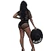 Remelon Womens See Through Fishnet Short Sleeve Drawstring Romper Jumpsuit Bathing Suit Cover Up Black XL