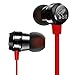 SoundPEATS in-Ear Earbud Headphones Noise Cancelling Earphones with Mic Smartphones (Dynamic Crystal Clear Sound, Metal Housing, Tangle Free Flat Cable, in-line Control) -Red