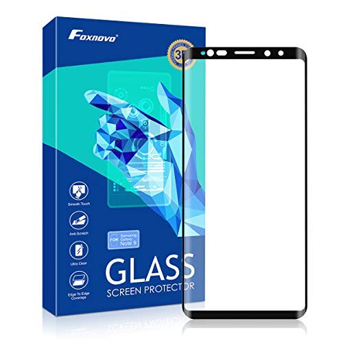 Galaxy Note 9 Screen Protector Tempered Glass, Foxnovo Full Coverage Screen Protector 3D Curved/HD Clarity/Case Friendly Screen Protector for Samsung Galaxy Note 9 (Note 9)
