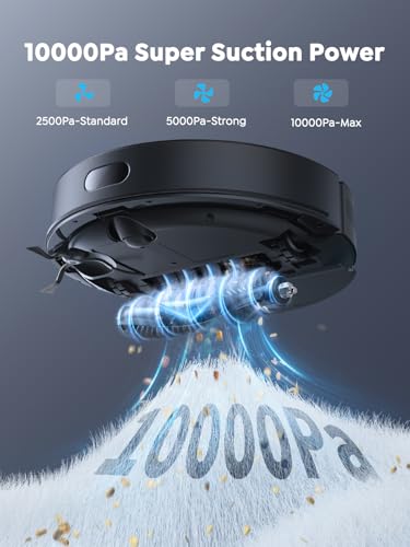 Vyzzle Robot Vacuum Cleaner with Mop Self Emptying, 10,000Pa Suction, LiDAR Navigation with Smart Mapping Robot Hoover, 180min Runtime, App/Voice Control for Pet Hair/Carpet/All Floors, E20
