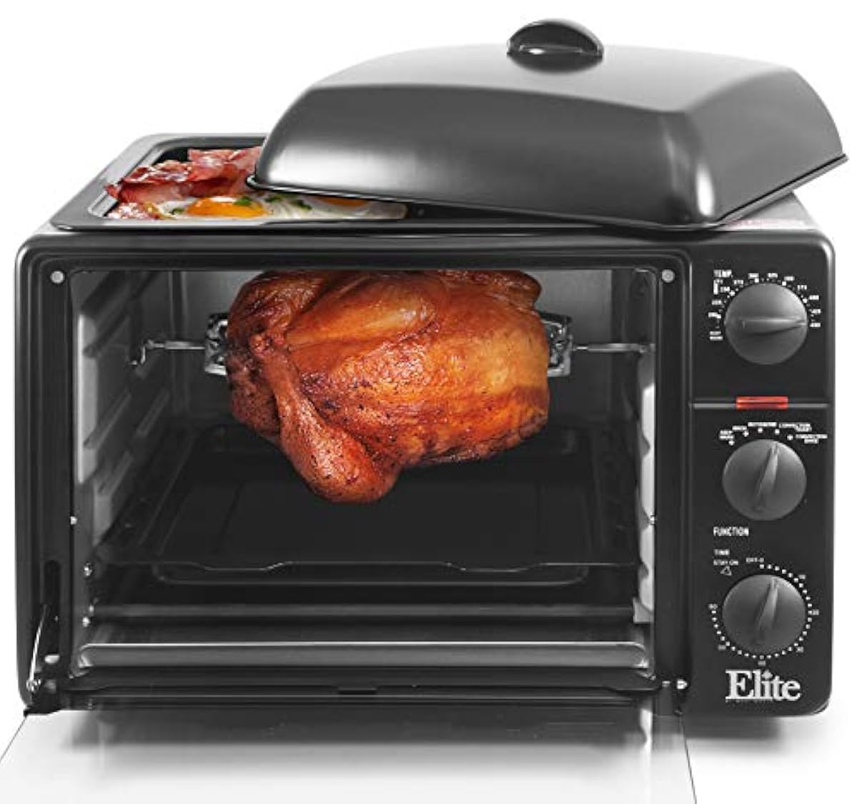 Maxi-Matic Countertop Toaster Oven with Top Grill & Griddle Rotisserie