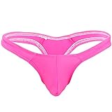 FFESHOW Men's Smooth Bikini Pouch Underwear G String Thongs (Rose)
