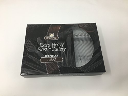 Fineline Settings 200-Piece Extra Heavy Cutlery Forks, Clear. 2x 100 Packs (Packaging Design May Vary) - Thumbnail 2