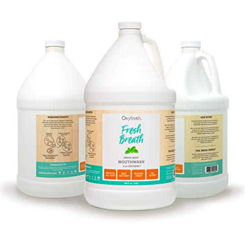 Oxyfresh Fresh Breath Fresh Mint Mouthwash - Dentist Recommended - for Long-Lasting Fresh Breath and Healthy Gums - Alcohol-Free - 1 Gallon 128 Oz