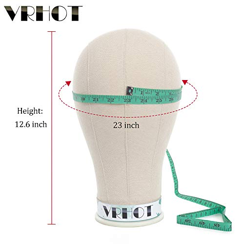VRHOT 23 inch Canvas Block Head Mannequin Afro Wig Head Set with Stand Display Styling Head for Making Wigs Women (Gifts : C Clamp Stand+ T Pins + Wig Cap+ Clips) (23 inch) - Thumbnail 5