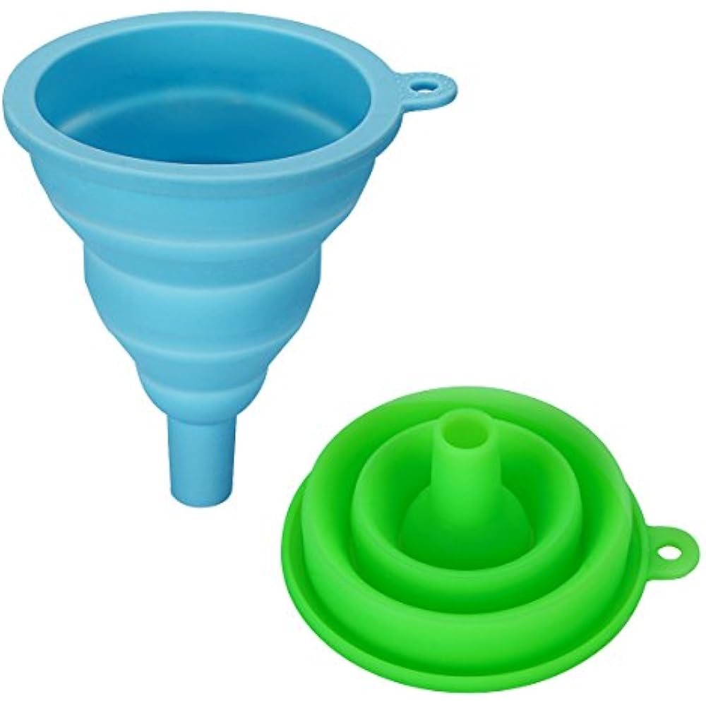 Collapsible Funnel Set, 2 Pack, Small, Silicone Foldable Water Bottle