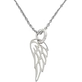 Sterling Silver Tiny Angel Bird Wing Charm Necklace 18"