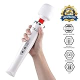 Scheam Wand Massager Handheld with 10 Powerful Speeds Personal Cordless Rechargeable Vibrator Therapy Body Massager for Muscle Aches and Sports Recovery (White)