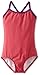 Kanu Surf Girls' Layla Beach Sport Banded 1 Piece Swimsuit, Solid Raspberry, 4