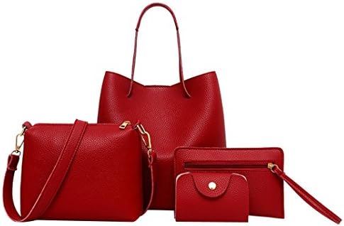 4Pcs/Set, Clearance!! FDelinK Women PU Leather Handbag+Crossbody Bag+Messenger Bag+Card Package