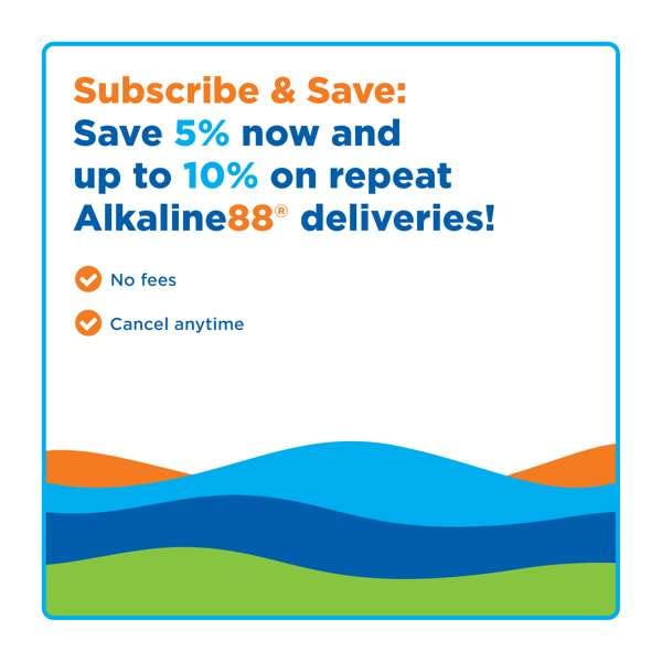ALKALINE88 PURIFIED IONIZED WATER WITH HIMALAYAN MINERALS & ELECTROLYTES FOR SMOOTH TASTE. PERFECTLY BALANCED FOR YOUR BODY WITH 8.8PH. 1 GALLON. 100% RECYCLABLE.