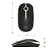 2.4GHz Wireless Bluetooth Mouse, Jelly Comb Dual Mode Slim Wireless Mouse with 2400 DPI for PC, Laptop, Mac, Android, Windows - Black and Gold