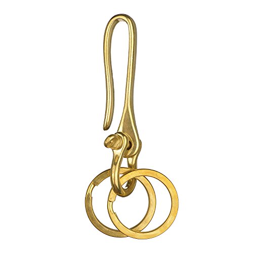 Agemore Belt keychain Solid Brass Key Ring Belt Hook Key Buckle Keychain for Leathercraft Wallet Chain Accessory Men's Keychain Keyring Nautical Gift