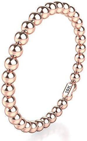 10K White/Yellow/Rose Gold 2MM Eternity Bead Wedding Band Ring