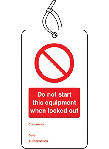 Caledonia Signs 55072 Lockout Tag, do not Start This Equipment When Locked Out, 80 mm x 150 mm (Pack of 10)